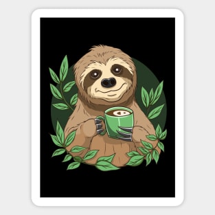 Cute Sloth With Coffee Magnet